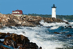 Crashing Waves by Portsmouth Harbor Lighthouse During High Tide